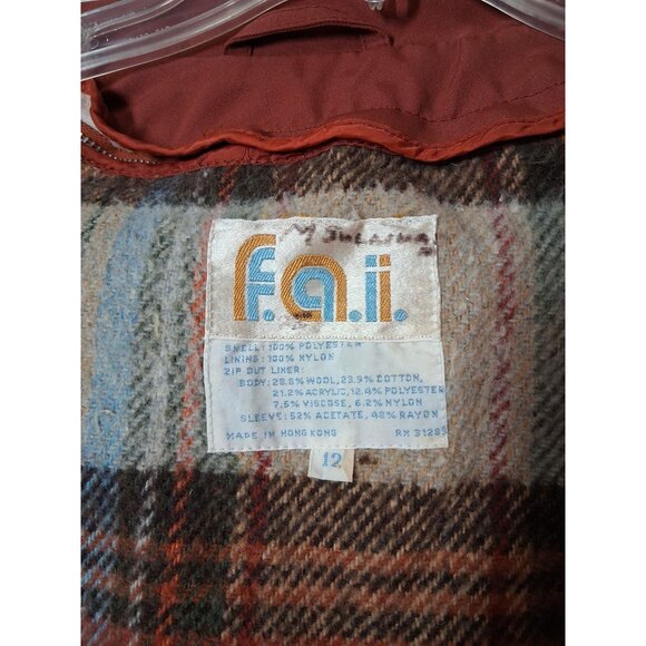VTG F.A.I. Trench Coat Jacket 70s 80s 90s Y2K Granny Orange Womens Size 12 - Picture 6 of 6